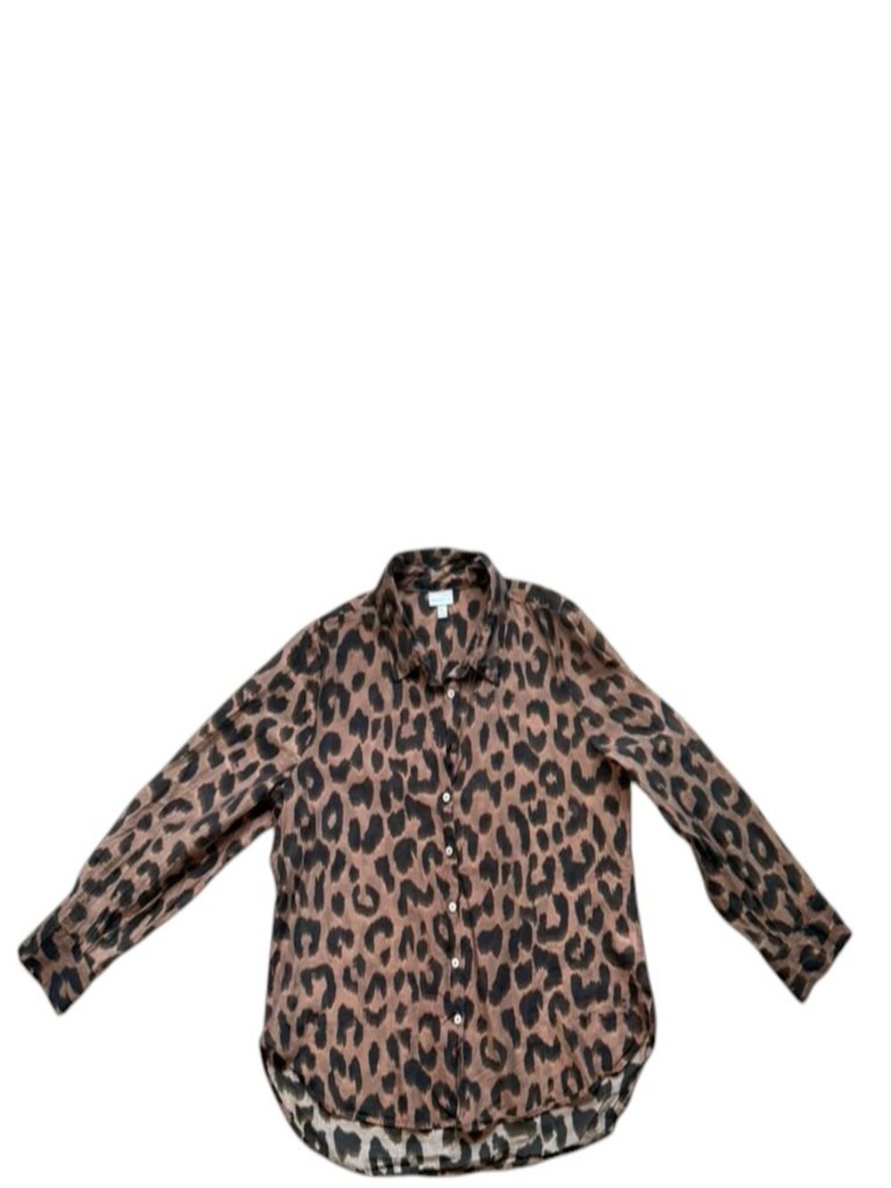 Bailey Women XL Leopard Print Blouse Lyocell Button Front Long Sleeve Top.
